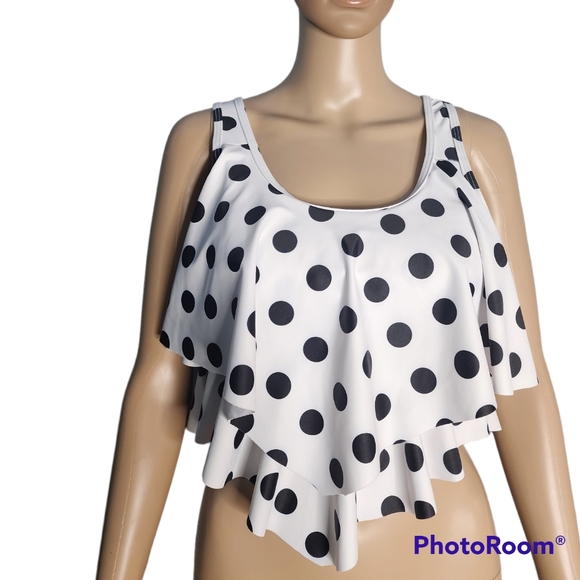 Vivi Fashion women's black/white dotted tankini Swimwear size M - Picture 1 of 5